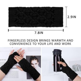 Women’s Fingerless Gloves – Cable Knit Winter Wrist Warmers with Thumb Hole, Thermal Arm Warmers Mittens for Women and Girls