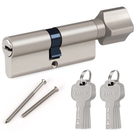 Profile Knob Cylinder Lock Cylinder 40/40 Metal Silver Knob Cylinder incl. 8 Zinc Alloy Keys Hengsong
