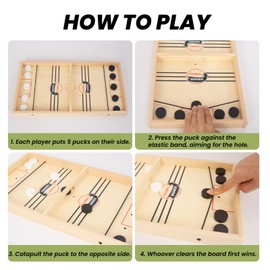 WOODENFUN 16 in Fast Sling Puck Game,Wooden Hockey Game,Super Foosball Table,Desktop Battle Parent-Child Interaction Winner Slingshot Game,Adults and Kids Family Game Toys