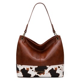 Montana West Purses for Women Hobo Bags Large Leather Handbags Shoulder Satchel Bag for Gift Travel Casual Work MWC-047COW-BR