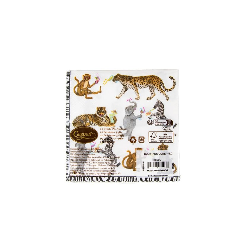 Caspari Cocktails Gone Wild Cocktail Napkins - 20 Per Package