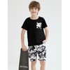 mksodopy Boys clothes camouflage stitching short-sleeved T-shirt camouflage shorts teen
