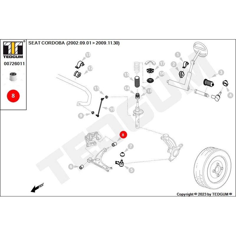 TEDGUM 00726011 Front Suspension Arm Bushing (Left / Right Rear