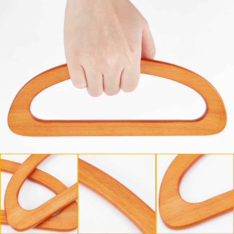 WADORN 2pcs Wooden Bag Handles for Bag Making, Wooden D