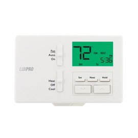 Lux Pro P721 Programmable 7 Day Thermostat; 2 Heat, 1 Cool; Horizontal Orientation; Batteries Included