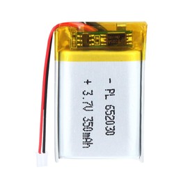 Qimoo 652030 3.7V Lipo Battery 350mAh 652030 Rechargeable Lithium Polymer Battery Pack with JST PH2.0mm Connector for Electronic Device