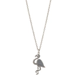 Shag Wear Women's Pewter Spirit Animal Silver Necklace with Gift Envelope (Flamingo)
