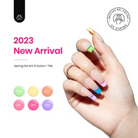 Beetles Nail Art Polish Set, Neon Gel Liner Nail Design Polish Art Kit Paint For Nail 6 Colors Pastel Yellow Green Nude Pink Purple Orange Swirl Built Thin Nail Art Brush Gift for Women