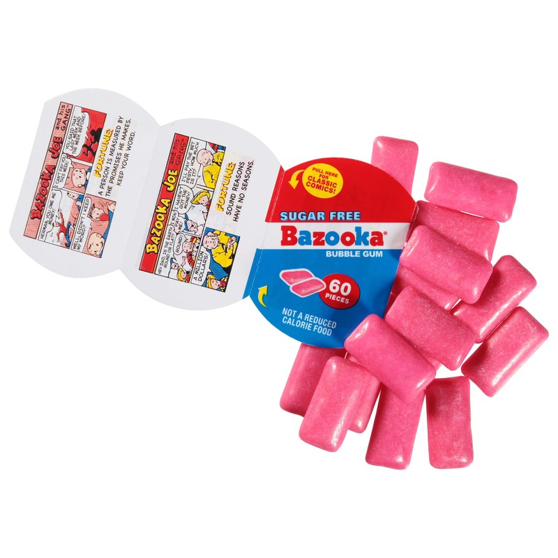 Bazooka Bubble Gum, Sugar Free Original, 60Count To Go Cup