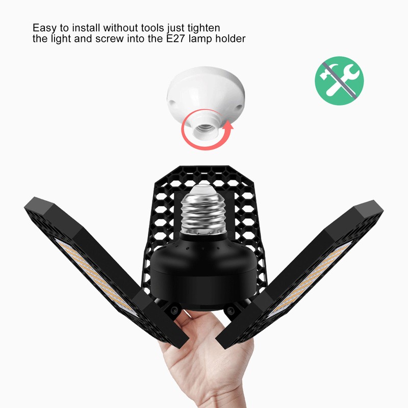 E27 LED Ceiling Lamp Mining Lamps 60W Three Leaves Folding