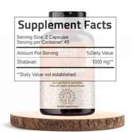 Shatavari Capsules for Women (90 Capsules) | Shatavari Herbal Supplement | Made with Organic Shatavari Root | Non-GMO, Gluten Free, 1000mg, 90 Vegan Caps