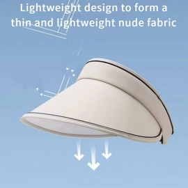 Generic Hollow Top Sun Hat for Women Wide Brim Women's Golf Hat Beach Sun Hat UV Protection UPF50 Travel Foldable Sun Hat Adjustable Size White