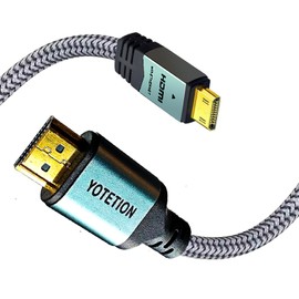 YOTETION Mini HDMI to HDMI 30FT Cable, (4K 60Hz) High Speed HDMI to Mini HDMI Male Bidirectional 2.0 Cable for HDTV, Tablet, Camera & Camcorder (Aluminum Case, Braided Mesh)
