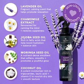 Nature's Beauty Lavender Chamomile Sleep Spray Multi-Pack - Sleep Well + Relax with Premium Grade Room + Pillow Spray, Made w/Coconut, Jojoba + Moringa Seed Oils, 6.76 fl oz (2 Pack)