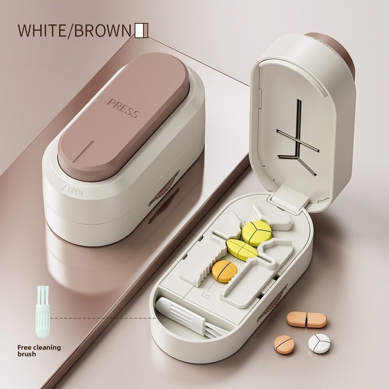 Portable Pill Cutter and Organizer for Travel – 1/2, 1/3,