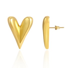DoreenBox Gold Heart Earrings for Women 18K Gold Plated Heart Shaped Earrings Small Heart Studs