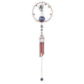 ICE ARMOR 34" Long Fairy Pewter Wind Chime with Copper Gem Statue Sculpture Ornament Decoration Garden Decor Ideas for Housewarming, Holidays and Birthdays Great Collectible Addition