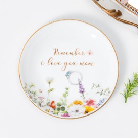 Crisky Jewelry Tray Ring Dish & Gift Box, Ceramic Flower Trinket Dish for Rings Earrings Necklaces Keys, Mother's Day Birthday Thanksgiving Christmas Gift for Mom 4.57"