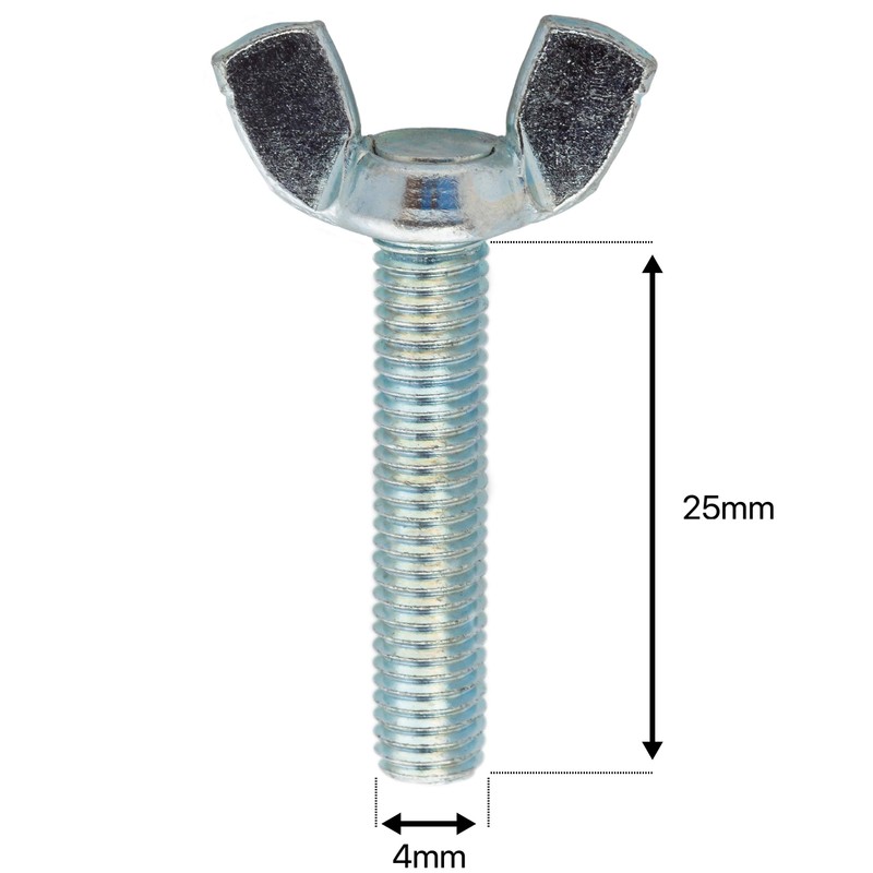 M4 (4mm x 25mm) Butterfly Wing Screws Thumb Screws Wing