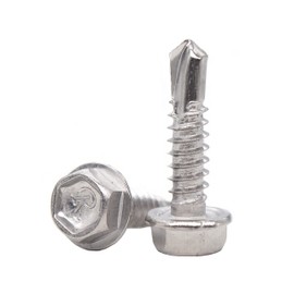 cSeao 60-Pack #14 x 1" 410 Stainless Steel Hex Washer Head Self Tapping Screws Sheet Metal Screws