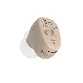 Hearing Aid with Zinc Air Batteries, 35dB Sound Gain, Adjustable Volume, Beige