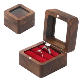 Ring Box Wedding Ring Box Wooden Ring Box Proposal Wedding Ring Box Wooden Mini Engagement Ring Box with Double Slot for Marriage Proposal, Engagement, Wedding and Daily Storage