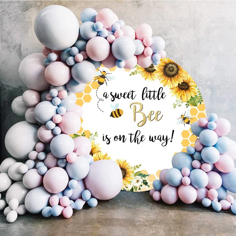 Laeacco 6.5x6.5ft Baby Shower Round Backdrop - Sweet Little Bee
