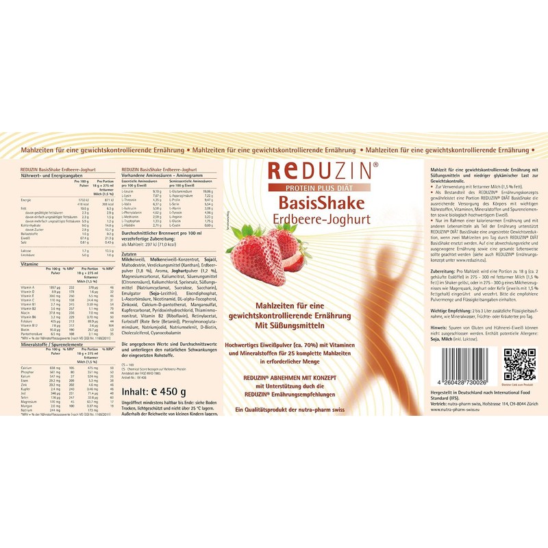 Reduzin Diet BasisShake Various Varieties BCM Including Practical 500 ml