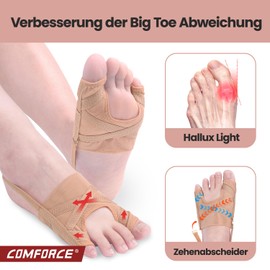 COMFORCE 1 Paar Bunion Corrector, Big Toe Straightener Sleeve für Tag & Nacht tragen für Frauen Männer, dünne Bunion Korrektur tragen in Schuhen, Hallux Valgus, Bunion Schmerzen, Small