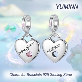 YUMINN Hab dich immer lieb, Mami Charm for 925 Sterling Silver for Women's Bracelets & Necklaces, Dangle Pendant for Christmas, Valentine's Day, Mother's Day, Jewellery Gifts for Girls, Sterling