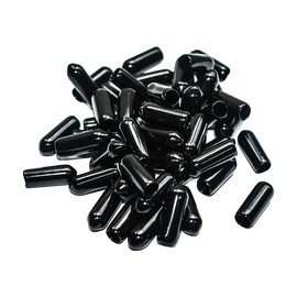 50pcs Vinyl Flexible End Caps, Rubber End Caps, Black Bolt Screw Thread Protector Safety Cover (13/64 Inch 5 mm)