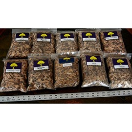 J.C.'s Smoking Wood Chips - Variety #1-10 Pk - #2 65 Cu Inch Quart Bags of Apple, Hickory, Wild Black Cherry & #1 65 Cu Inch Quart Bags of Maple, Mulberry, Oak, Pecan