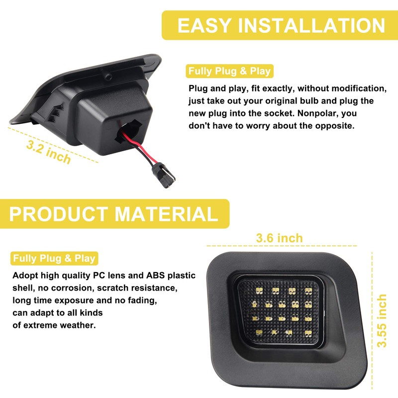 OPP ULITE Ram LED License Plate Light Lamps 6000K White