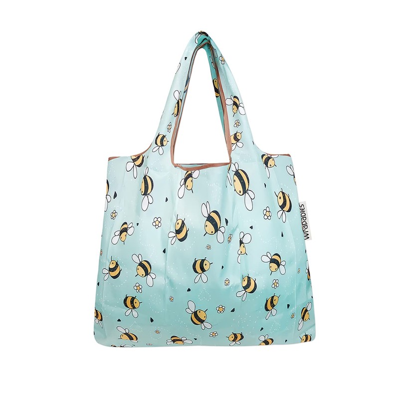 Bowbear Small Foldable Nylon Reusable Shopping Grocery Bag, Busy Bees