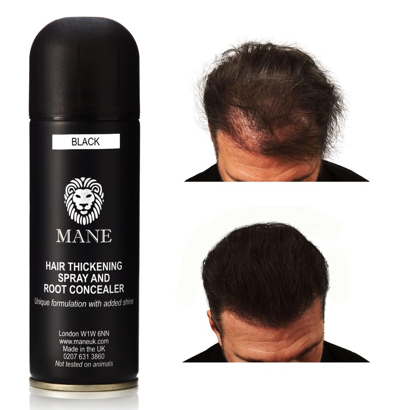 MANE Hair Thickening Fiber Spray (200 ml, Black)