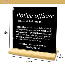 Police Officer Gifts for Women Men, Police Officer Definition Acrylic Sign Gift for Office Desk Decor, 4x4 inch