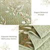 Anibedding Floral Queen Quilt Set,3 Piece Olive Green Flower Pattern
