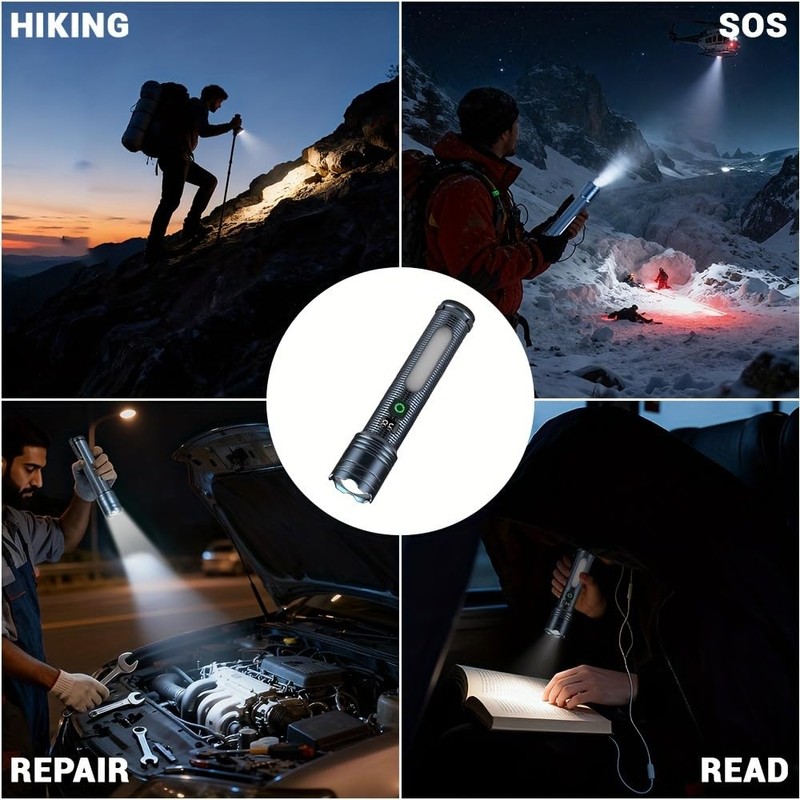 Skywolfeye 2 Pack Rechargeable Flashlights High Lumens, 5 Modes Led