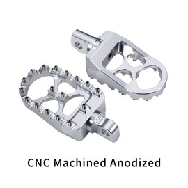 Hopider CNC Wide Foot Pegs 360° Roating MX Chopper Bobber Style for harley Dyna Sportster Fatboy Iron 883,Silver