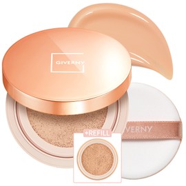 GIVERNY Milchak Cover Foundation Cushion with Refill #23 Medium Beige - Moist Finish for All Skin Types - Flawless Coverage Face Makeup - Lightweight Formula for Satin Glass Texture, 0.4oz x 2