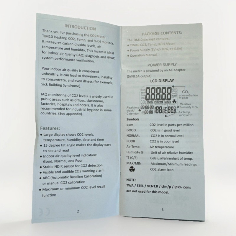 CO2Meter Portable CO2 Carbon Dioxide Temperature & Humidity Monitor Desktop