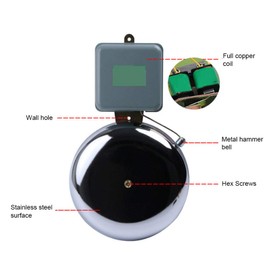 Fafeicy Electric Bell, AC 220V 100A 20W Stainless Steel Spark-Free External Impact Type School Bells 150MM/5.9" Diameter Bell Bowl