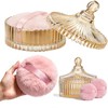 Body Powder Puff Container Set 3Pcs 6" Large Glass Dusting