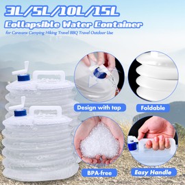 TBIBINWP Water Container, 3L/5L/10L/15L Collapsible Water Carrier with Tap, Folding Water Bucket, BPA-Free, Portable Water Tank, Perfect for Hiking Camping BBQ Picnic Outdoor Use (5L)