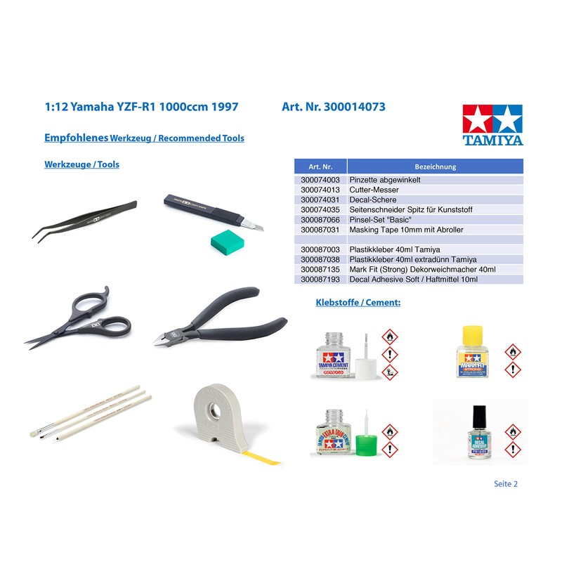Tamiya 14073 1/12 Motorcycle Series No. 73 Yamaha YZF-R1 Plastic