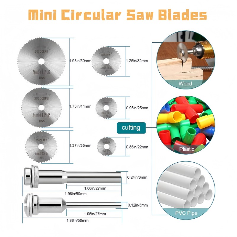 Cutting Wheel Set for Rotary Tool, 6 Pcs HSS Saw