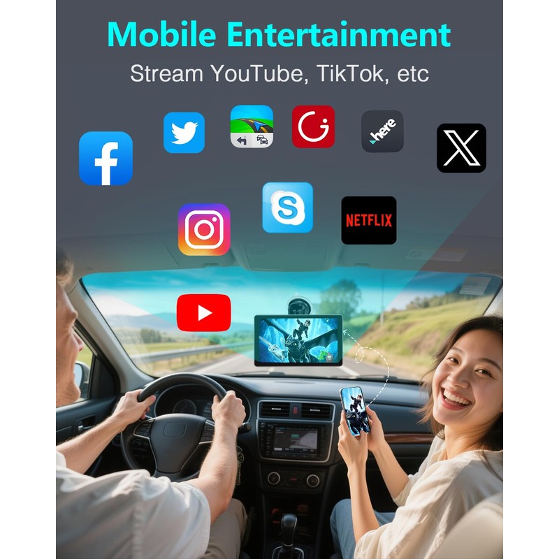 Thybro CarPlay Screen with Backup Camera: Wireless Seamless Connection Apple/Android