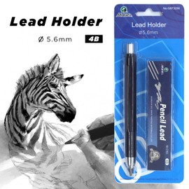 5.6mm Mechanical Pencil Automatic Clutch Lead Holder, 5.6 mm Lead Art Mechanical Clutch Carpenter Pencil Graphite Pencil for Draft Drawing, Writting, Sketching (Black(with 6pcs 4B Leads))