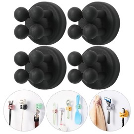 iBetterLife Tooth Brush Holder for Bathroom - 4Pcs Silicone Toothbrush Razor Holder for Shower Wall Mounted Self Adhesive Cute Storage Hook for Kids Hanging Loofah Towel for Kitchen Living Room Office