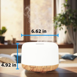 500ml Premium Essential Oil Diffuser,Quiet 4-in-1 Ultrasonic Aromatherapy Humidifier,7 Color LED Lights,with Adjustable Automatic Timer Off Function and Spray Mode. (Light Woodgrain)